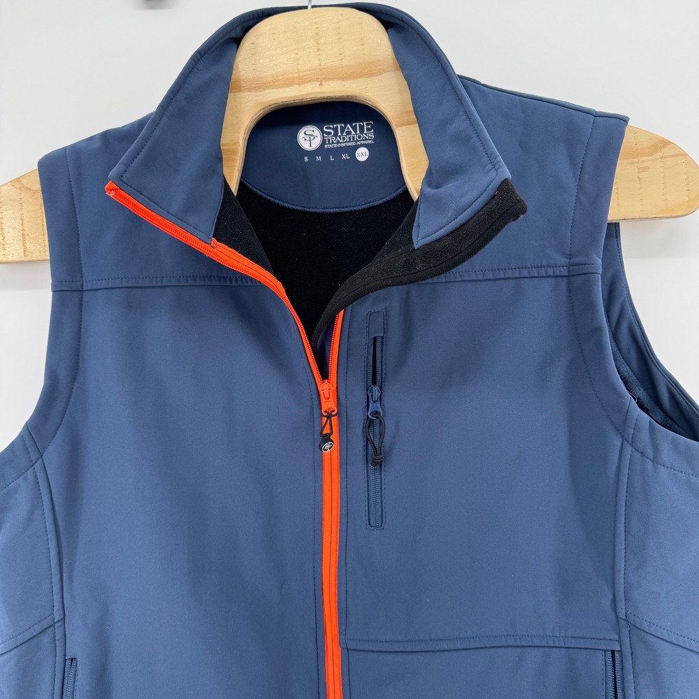 State Traditions Mens‎ Gorpcore Vest Full Zip Blue Orange Accents Size XXL